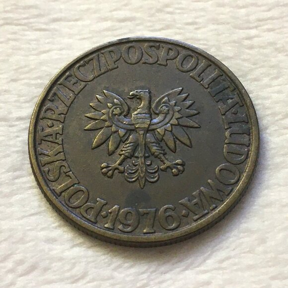 1976 Die A JMN Poland 5 Złotych Brass Coin - Picture 2 of 3